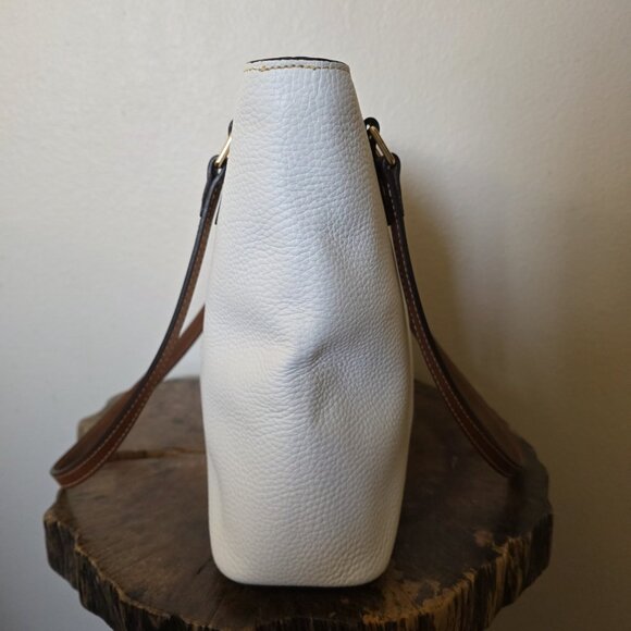 Dooney & Bourke Wexford Lexington Pebble Leather Tote Bag White Tan Handles Red - Picture 12 of 16